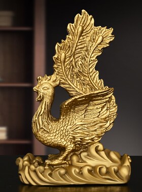 速发件凰摆凤黄铜家居客厅乔迁轻奢纯艺中式吉祥礼物装饰工铜品