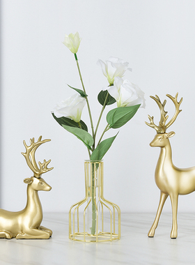 速发创意招财鹿摆件工艺术客家电视酒柜玄关办公厅轻奢室居装饰品