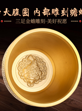 速发招财进黄百福铜缸纯宝铜米缸聚财盆摆件大号客厅家居聚宝小存