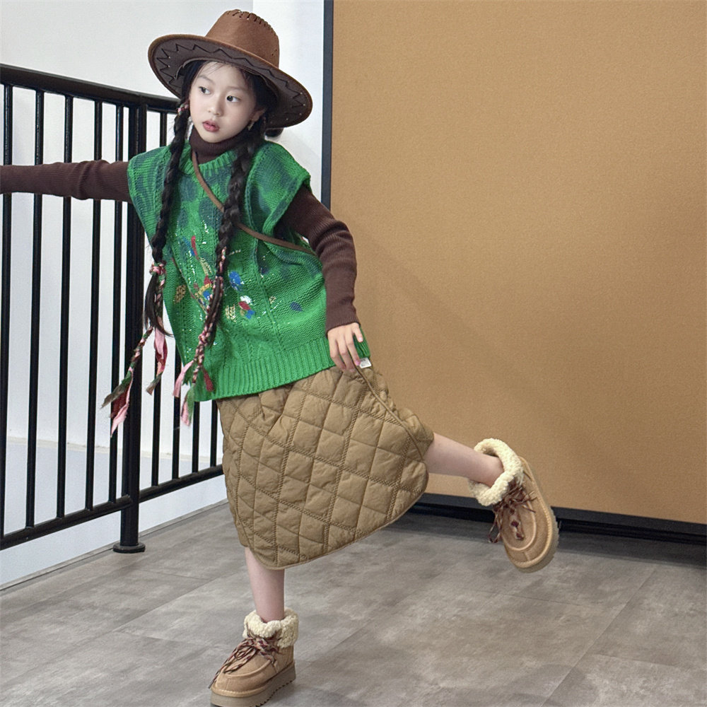 TOUKIDS儿童女童半身裙秋冬季短裙子公主裙咖色菱格纹新款洋气棉,淘宝优惠券,粉丝福利购,淘宝优惠卷