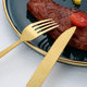 Amazon stainless steel tableware 24-piece gift box plastic imitation ceramic handle knife and fork spoon Western food steak knife and fork spoon