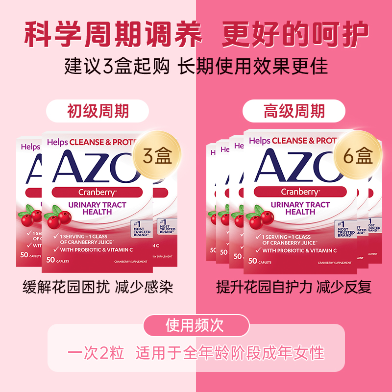 AZO美国进口小红盒蔓越莓VC精华 呵护女性健康50粒