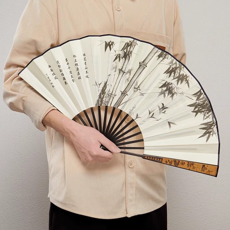 中国风10寸古风扇子折扇男士款汉服随身扇子夏季折叠绢布夏天竹扇,淘宝优惠券,粉丝福利购,淘宝优惠卷