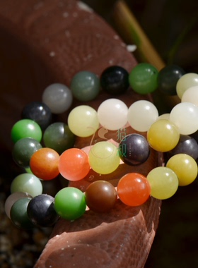 猫叔圆珠串多宝白玉碧玉藕粉糖玉