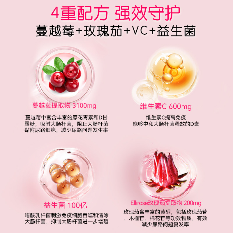 BioCare贝欧科玫瑰茄泌舒双萃粉 高浓度蔓越莓VC维生素C益生菌女