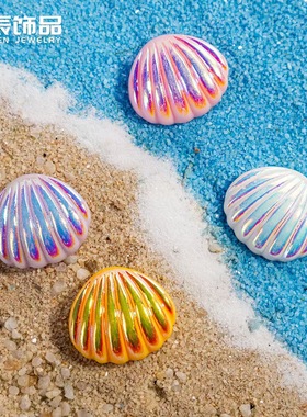 电镀小贝壳树脂奶油胶发夹摆件