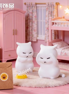 卡通三只小猫吃鱼树脂车载摆件