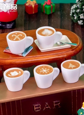 创意仿真食玩圣诞咖啡杯造景摆件