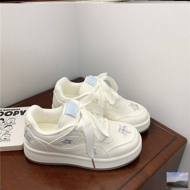 宋亚轩同款白色厚底休闲板鞋女蓝绿布料学生百搭交叉绑带小白鞋,淘宝优惠券,粉丝福利购,淘宝优惠卷