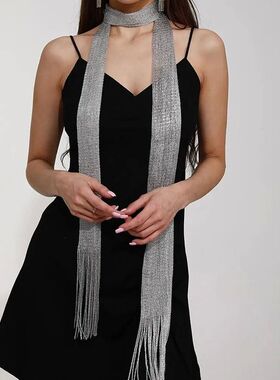 Fashion Nightclub Sunscreen Shawl Bright Silk Gold Silver Sh