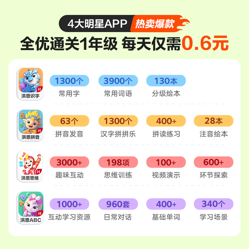 【基础启蒙】 洪恩识字App儿童逻辑思维双语启蒙认字早教