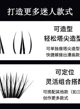 漫画款湿睫毛自动收尖小恶魔美睫店中泰式嫁接睫毛0.05网红浓密