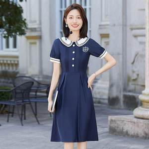 学生校服娃娃领少女装连衣裙幼师工作服女幼儿园老师园服夏季教师