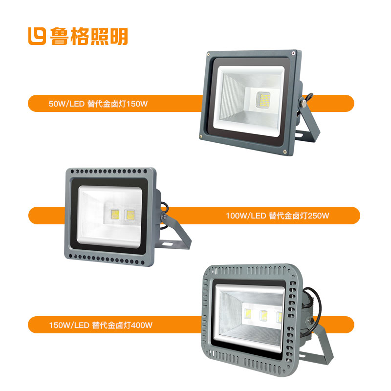 鲁格室外led泛光灯IP65防水户外工厂区广告照明投光灯50w100w150w-图1