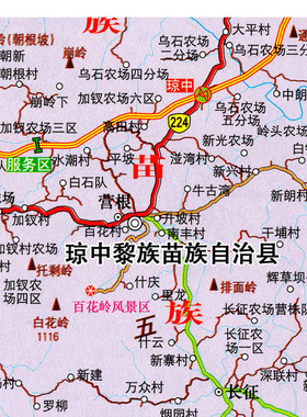 2026新款 琼中县 五指山市 保亭县地图 墙贴 行政区划图 海报地图