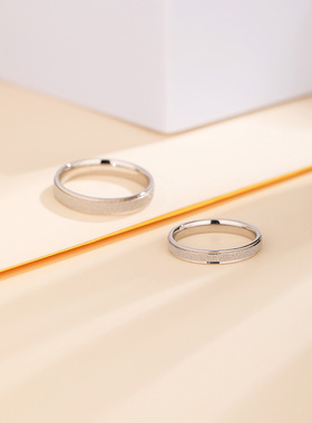 法国cherrykoko情侣戒指925银一对磨砂素圈实心对戒男女指环