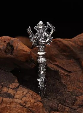 种花家无事牌新款s925银泰银 象鼻财神金刚 项链、 男项链