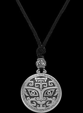 种花家无事牌银项链双面款貔貅银吊坠复古霸气饕鬄男六字真言