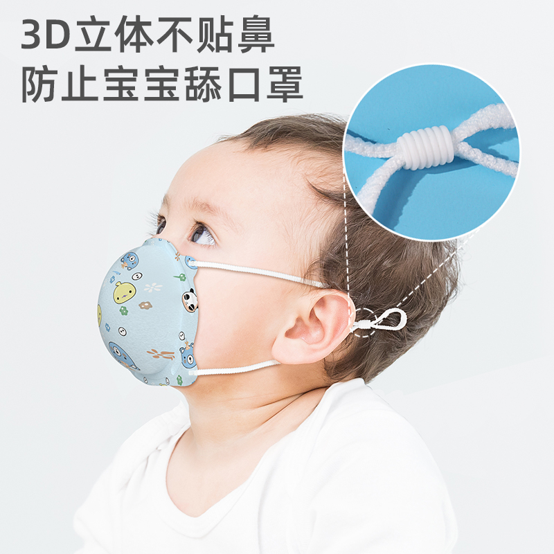 婴儿童口罩新生宝宝0-1-2-3岁幼小孩0到6月耳鼻3d立体一次性专用 - 图1