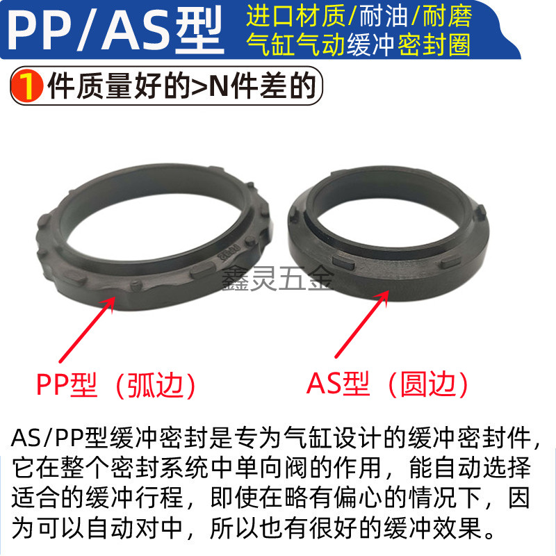 SC气缸缓冲圈亚德客AS/PP毛刺密封圈35*45*40*50*45*55*50*59*8 - 图0
