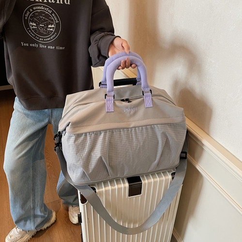 慵懒风轻便牛津布旅行大包出门套拉杆包健身可扩容干湿分离行李包 - 图0