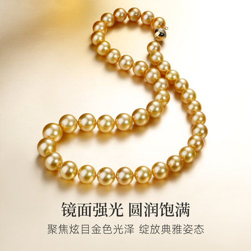 GiO珠宝 南洋金珠满串珍珠项链18K金海水串珠锁骨链颈链女赤金 - 图3