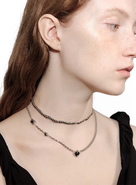 OINICIO初印沉积系列S925银黑色滴胶拼接项圈女高级感轻奢choker