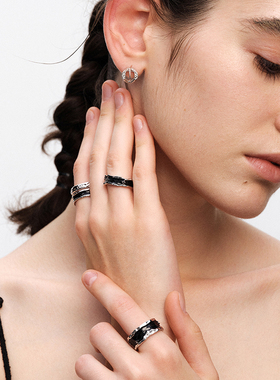 [王皓祯同款]OINICIO初印沉积系列黑滴胶双层戒指情侣对戒礼物