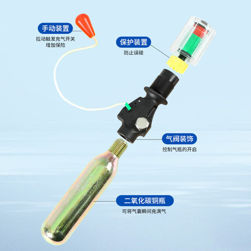 车载自动充气救生圈 附破窗锤救生衣包 成人专业浮力救生衣 - 图1