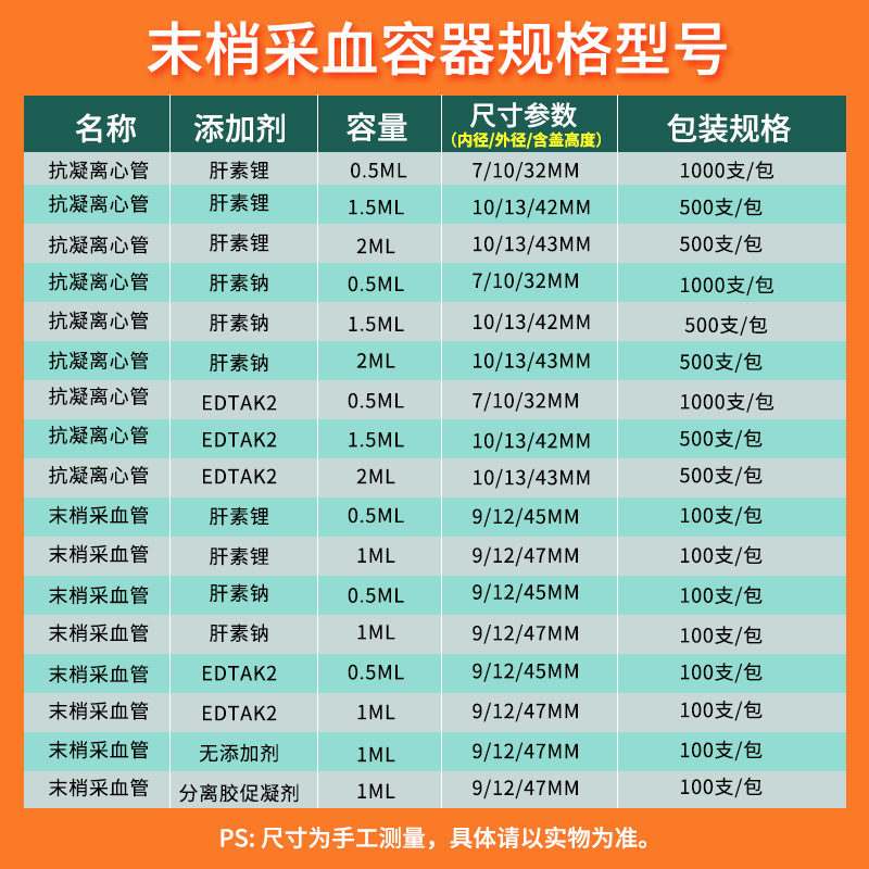 肝素钠抗凝管肝素锂离心管子弹头末梢采血管血球EDTA抗凝ep管试管-图1