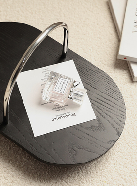 民宿书房侘寂风木质黑色托盘摆件