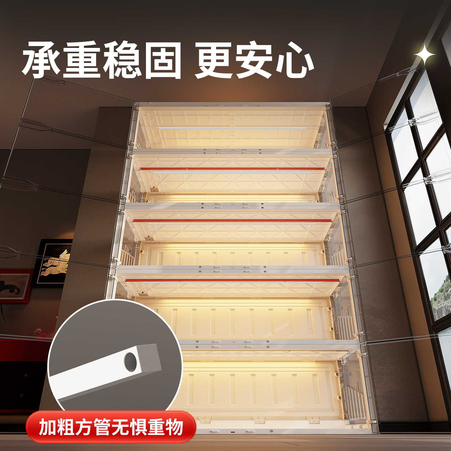 免安装手办展示柜展示架透明带灯适用乐高模型积木摆件家用展示盒,淘宝优惠券,粉丝福利购,淘宝优惠卷