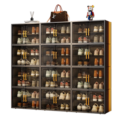 鞋盒收纳盒透明鞋子收纳神器鞋柜家用门口塑料收纳柜一体靠墙鞋架 - 图0