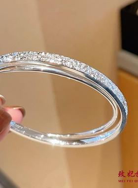 双环碎冰冰纯银手镯女轻奢高级感