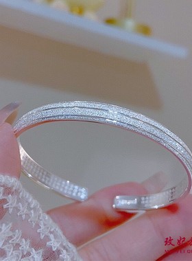 磨砂心经纯银手镯女个性气质网红