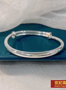 甜美女银饰正生纯银蝴蝶结木手镯