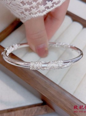 花丝闭口纯银手镯女个性时尚网红