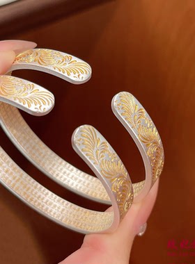 平安喜乐纯银手镯女轻奢高级感