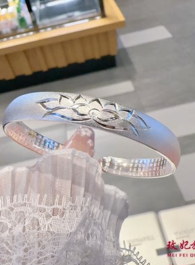 莲花开口纯银手镯女简约时尚百搭