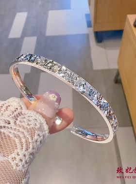 碎冰冰开口纯银手镯女轻奢高级感