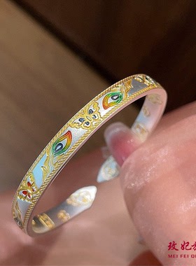 蝴蝶凤尾纯银手镯女轻奢高级感