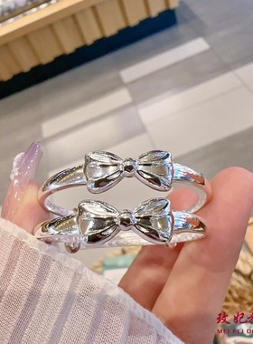 蝴蝶结纯银手镯女甜美可爱时尚