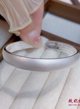 磨砂心经纯银手镯女个性时尚气质