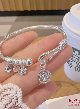 平安喜乐纯银手镯女轻奢高级感