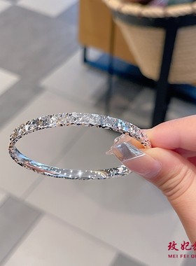 碎冰冰纯银手镯女小众简约百搭