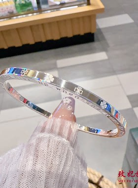 四叶草纯银手镯女个性简约百搭
