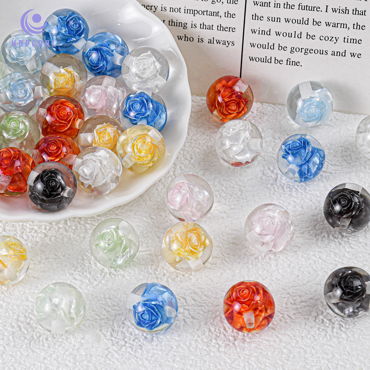 【20颗装】海蒂复古法式玫瑰通孔琉璃珠diy手机链钥匙扣饰品配件,淘宝优惠券,粉丝福利购,淘宝优惠卷