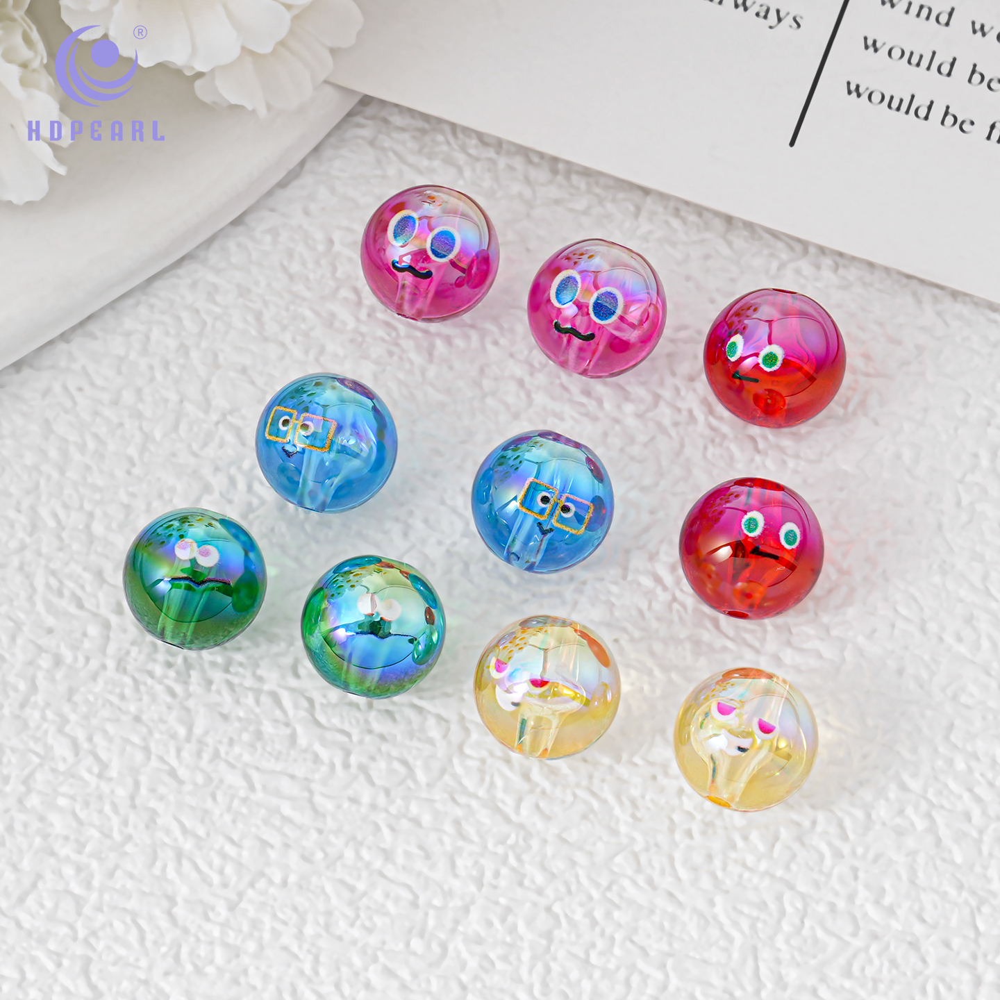 【30颗装】五月天表情圆珠应援wmls物料diy串珠手机链钥匙扣配件 - 图0