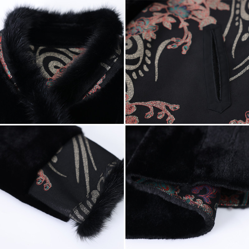 水貂毛妈妈外套两面穿新款秋冬 妃娅蜜中老年女装