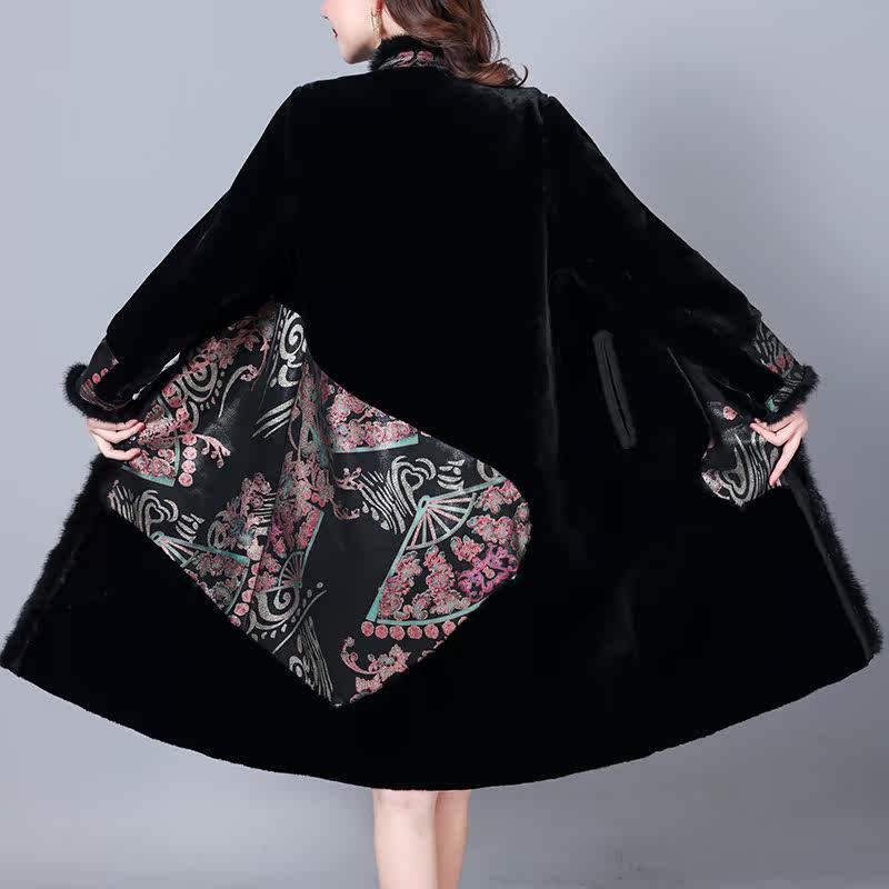 水貂毛妈妈外套两面穿新款秋冬 妃娅蜜中老年女装